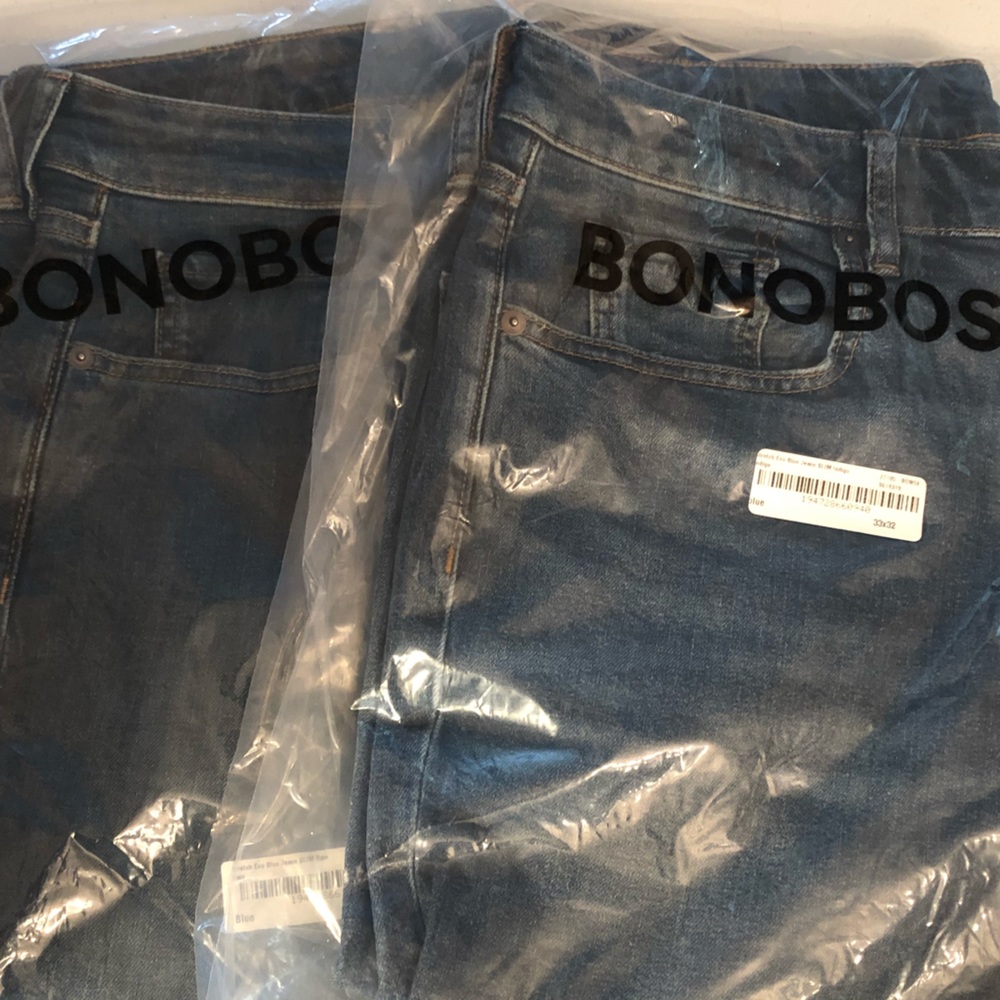 2 brand new bonobos jeans 33x32 slim blue.